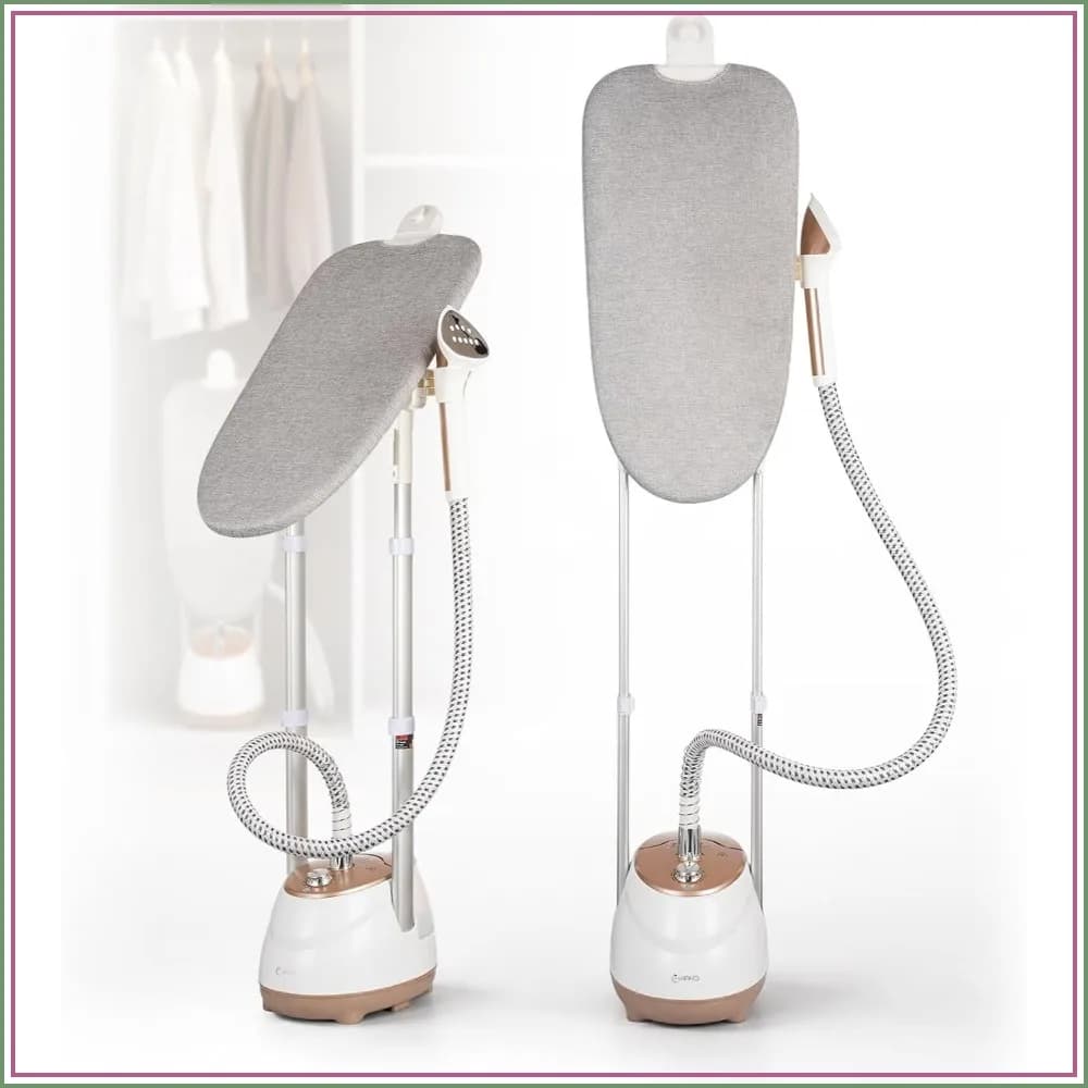 1800W Clothes Steamer with 360° Rotatable Ironing Board, 30s Fast Heat, 2L Tank 60 Mins Steam, for Suits, Dresses, Curtains