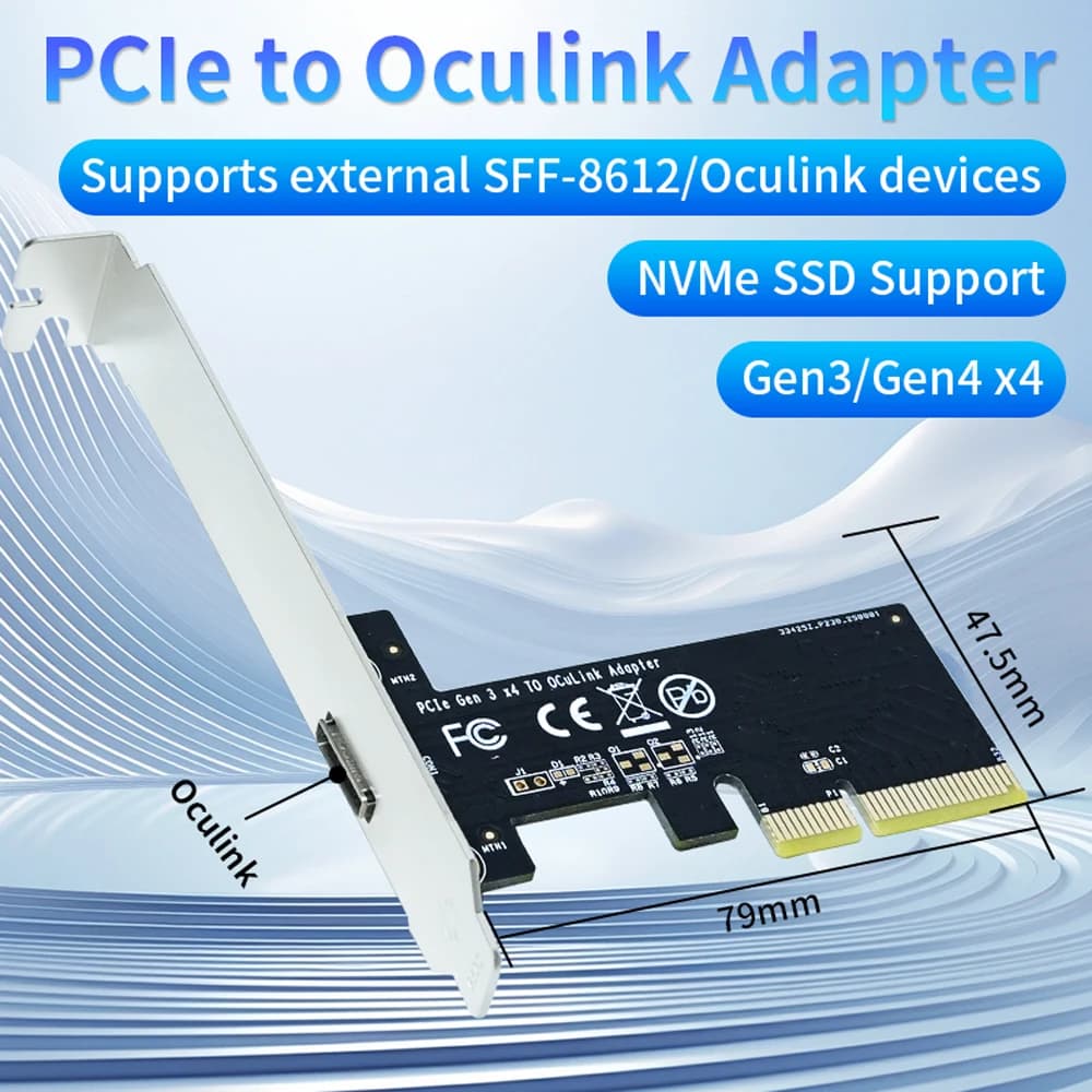 Adattatore Oculink PCIe Gen3/Gen4 x4 ad alta velocità | Scheda di espansione SSD NVMe esterna | Convertitore SFF-8612 per desktop e workstation