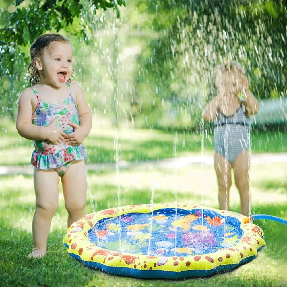 Tampone per getto d'acqua in PVC 100/170CM Tampone per irrigazione oceano giallo Giocattolo interattivo per fontana per bambini all'aperto estivo