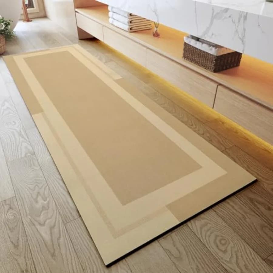 Tappeto da bagno extra lungo antiscivolo con fondo in gomma, ultra sottile, adatto per sotto la porta, ad asciugatura rapida, super assorbente, lavabile.