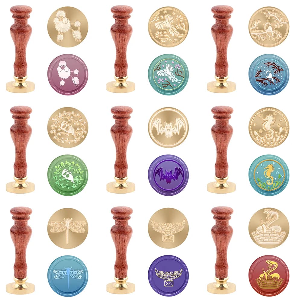 2pcs/set Wax Seal Stamps Kit Birds Bat Seahorse Dragonfly Eagl Mixed Pattern for DIY Envelope Invitation Gift Card Wrap Craft