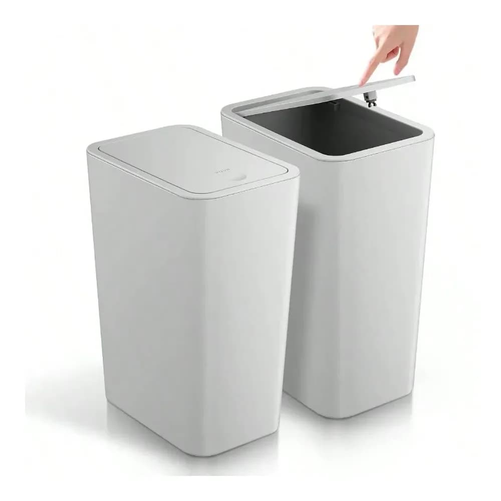 Cestino per Rifiuti con Coperchio, 15 Litri (4 Galloni), Pattumiera Piccola con Coperchio a Pressione, Cestino in Plastica con Coperchio per Camera da Letto, Soggiorno, Ufficio
