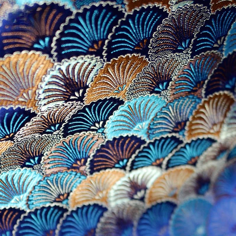 Tessuto di raso broccato di seta oro tessuto Jacquard tinto in filo blu oceano per tovaglia tappetino per borsa cucito fai da te