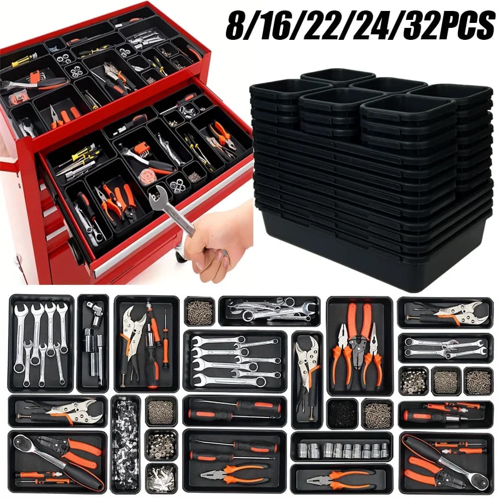 8/22/32pcs Strumento Organizzatore Box Vassoio Divisori Set Banco di Lavoro Armadietto Contenitori Strumento Cassetto Organizzazione Garage Hardware Strumento vassoio