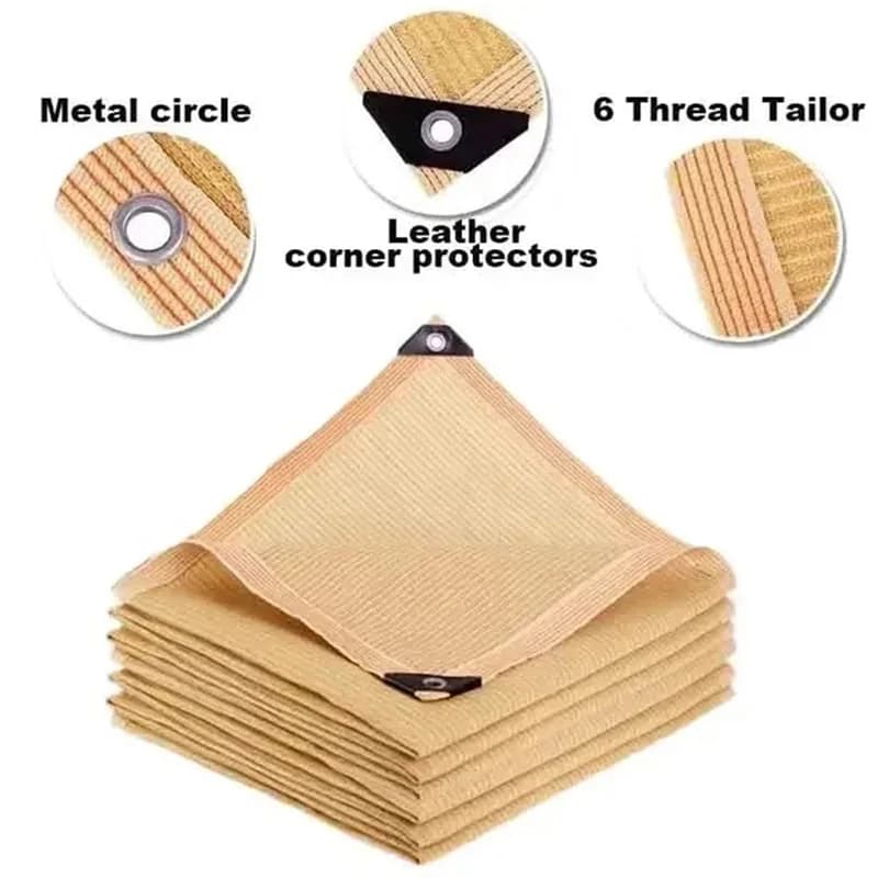 Outdoor Garden Sunbed Network, Sunbed Network for Terrace, UV Protection, HDPE Solar Protection Sunbed, Car Pool, Beige
