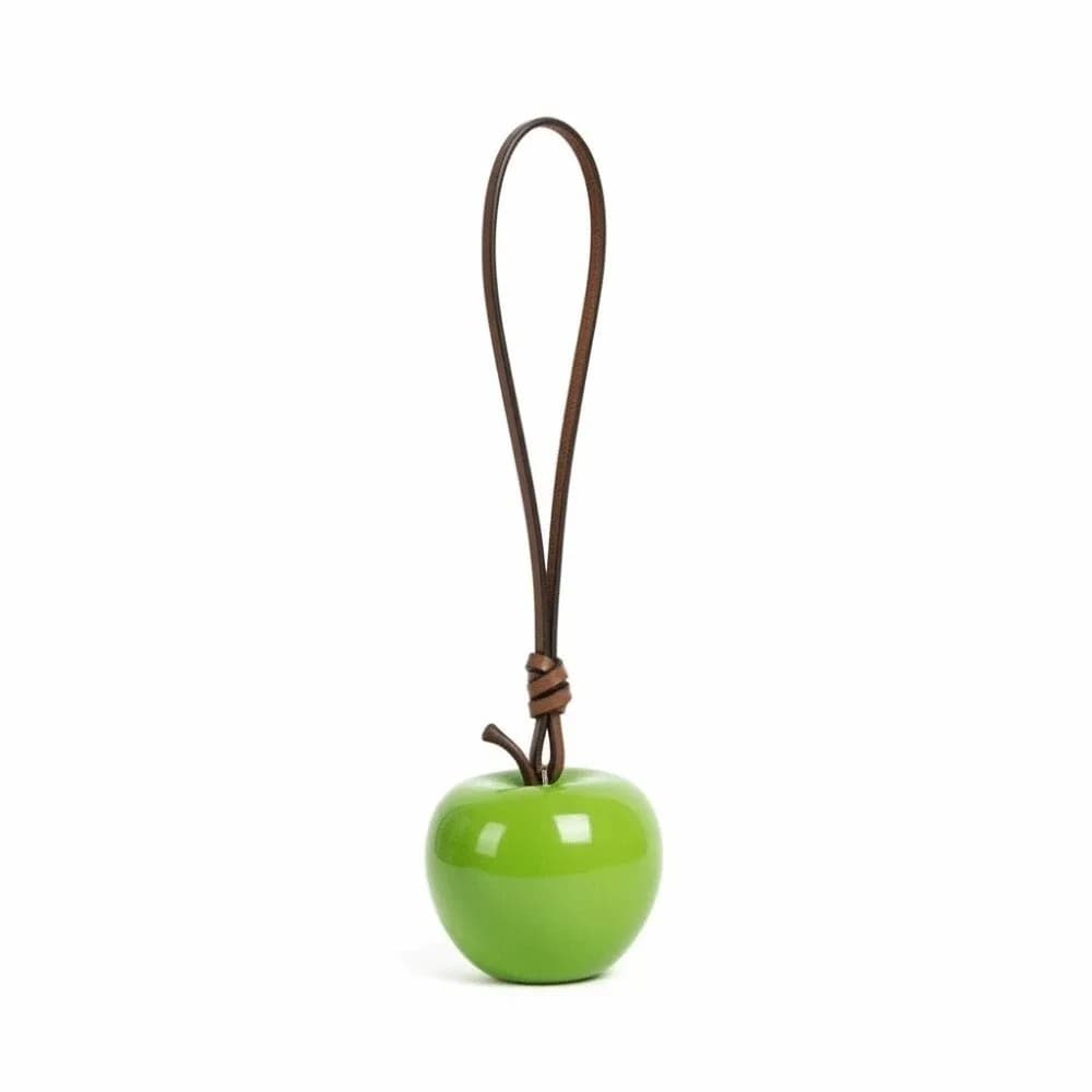 Portachiavi con Ciondolo a Cuore e Frutto Rosso, in Resina, con Chiusura a Cuore, Charm per Borsa, Leggero, con Perle Finte, Anello Portachiavi alla Moda da Donna