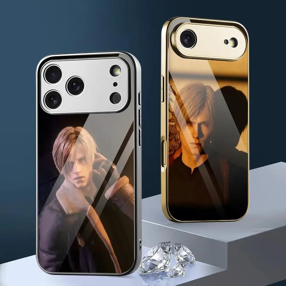 Custodia per telefono L-Leon S. Kennedy per videogiochi, per iPhone 17 16 15 14 13 12 Pro Max Plus, con paraurti in metallo galvanizzato antiurto