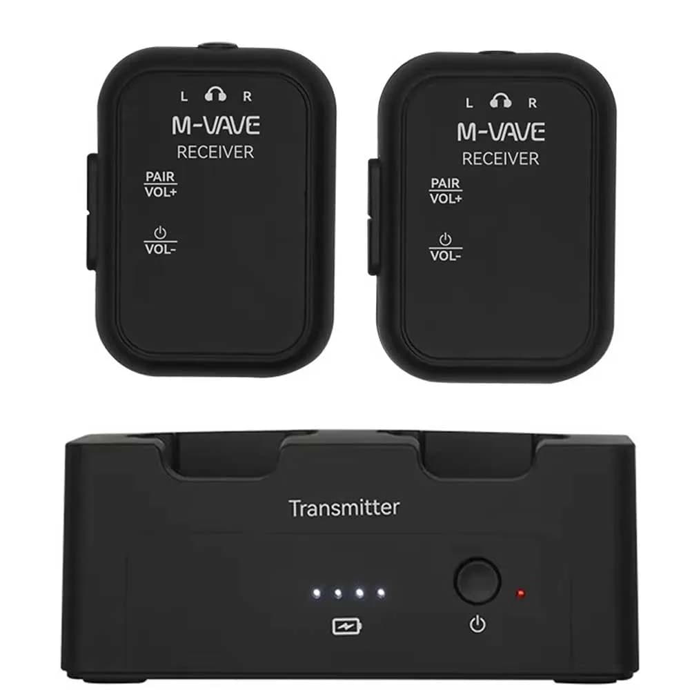 M-VAVE WP-12 2.4G Wireless Earphone Monitor 1 Transmitter 2 Receiver Audio System Transmission Stereo Mono Recorder