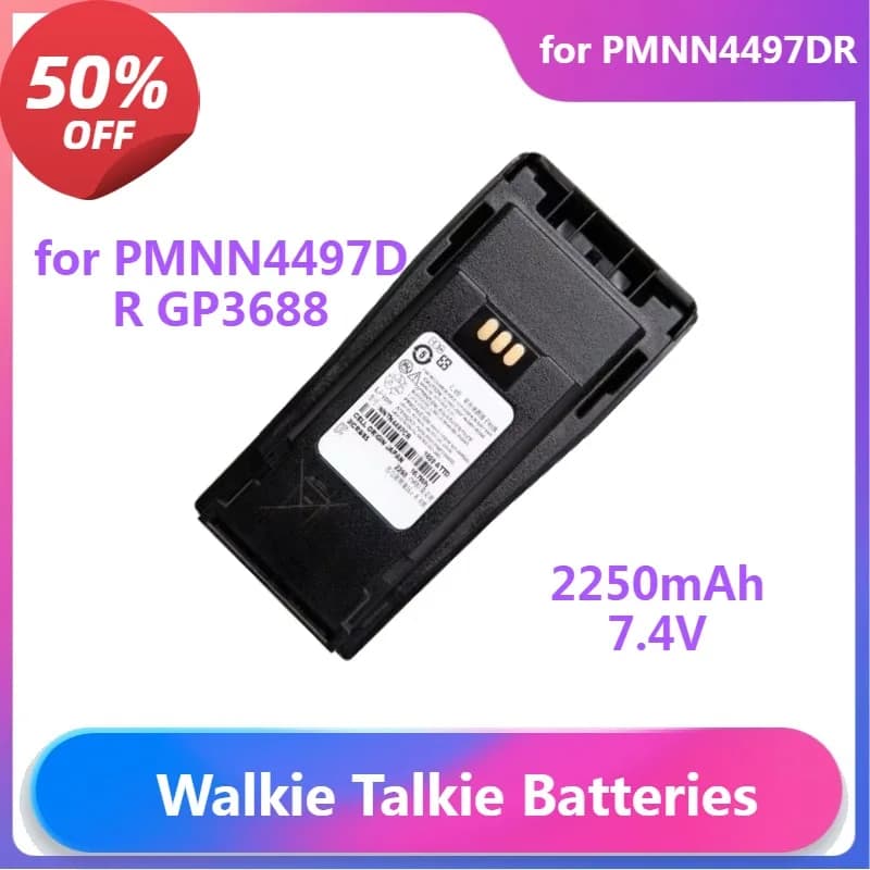 Batterie Walkie Talkie PMNN4497DR per GP3688 GP3188 CP450 EP450 Radio bidirezionali Batteria agli ioni di litio 2250mAh