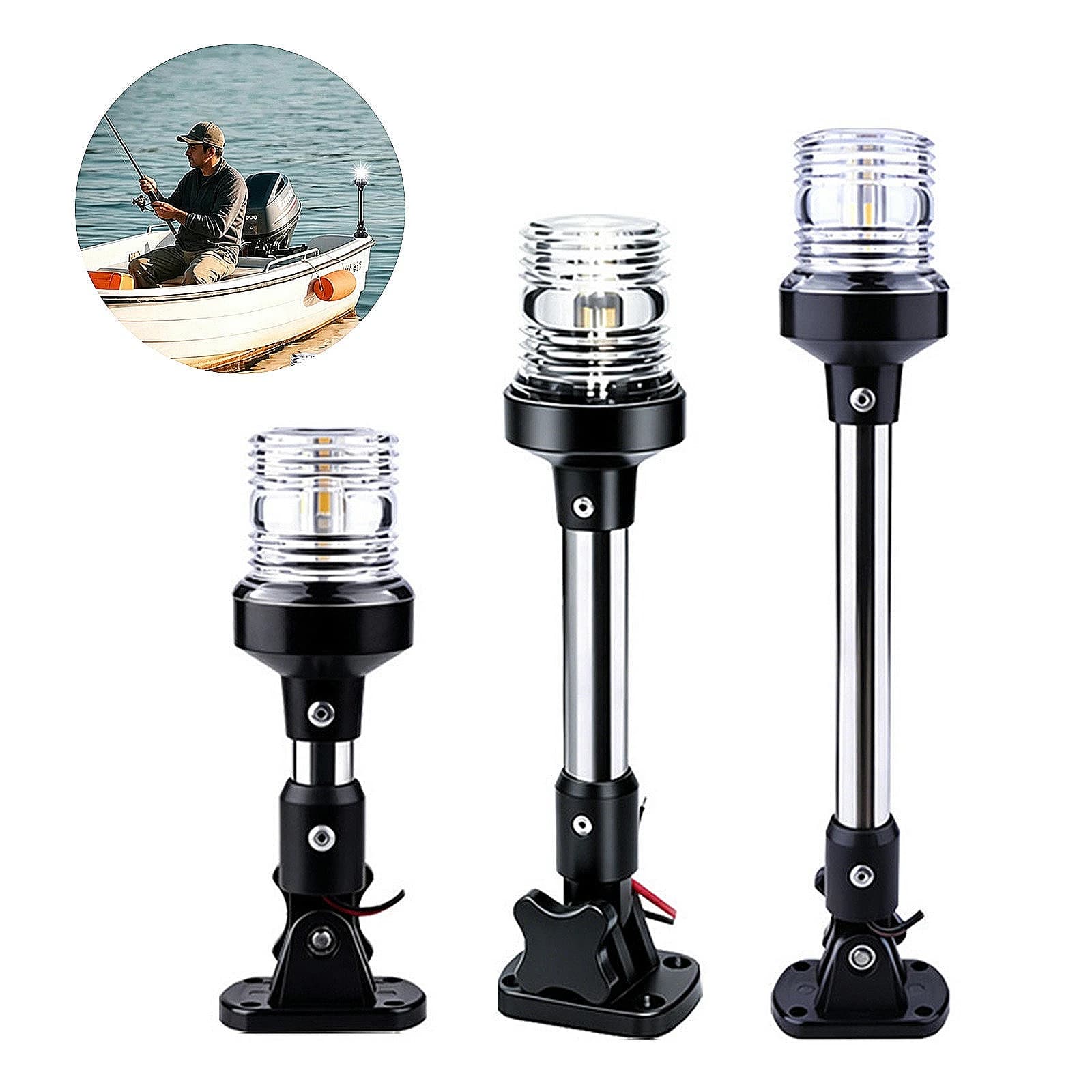 LED Fold Down Anchor Light, Sailing Signal Lamp for Marine, Boat Yacht Accessories, 12-24V
