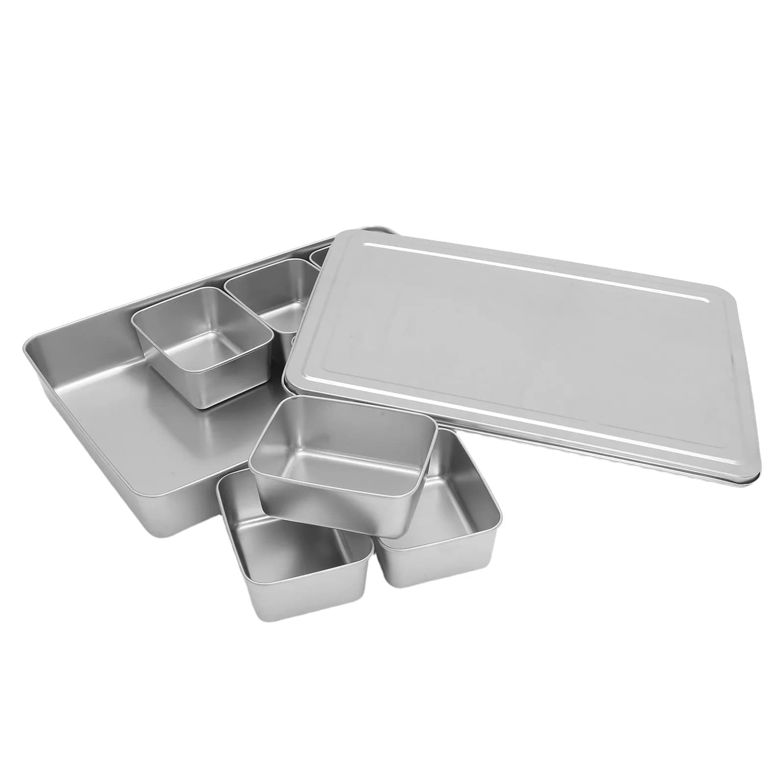 Set di Contenitori per Spezie con 8 Scomparti, Organizzatore in Acciaio Inox per Sale e Zucchero, Barattoli Ermetici per Condimenti da Cucina