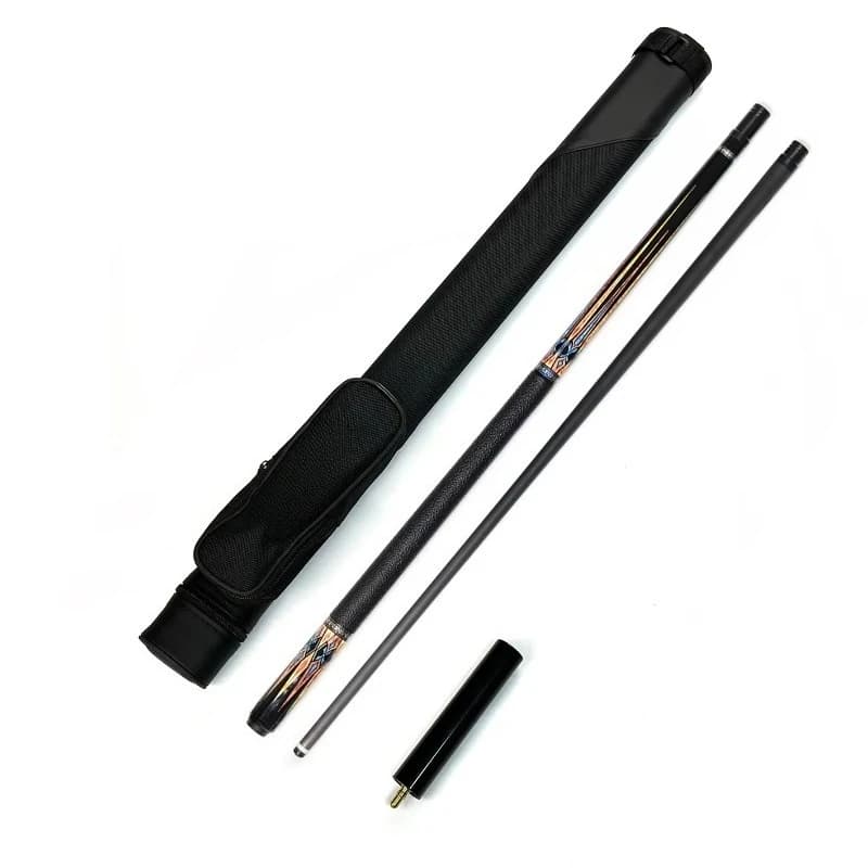 Economy Cue Set Premium 1/2 High-Tech 58\" Carbon Fiber Shaft Pool Cue Ebony Butt Stainless Steel YFen Cue Bag Extension