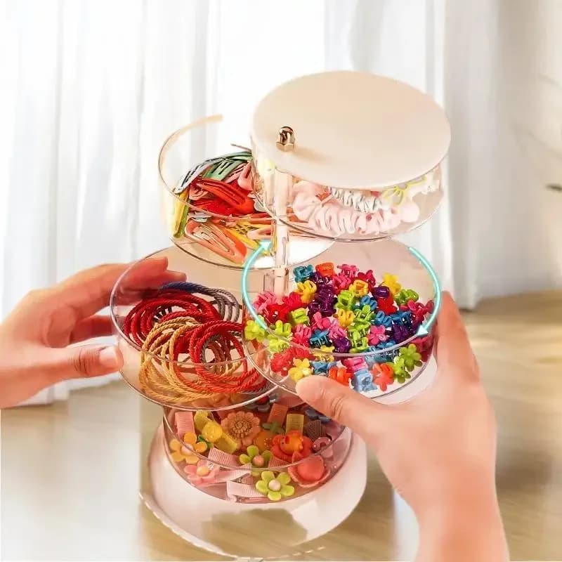 3/4/5-Layer Rotating Jewelry Organizer - Plastic Multi-Tier Storage Box, Transparent Hair Ring Display For Dressing Table