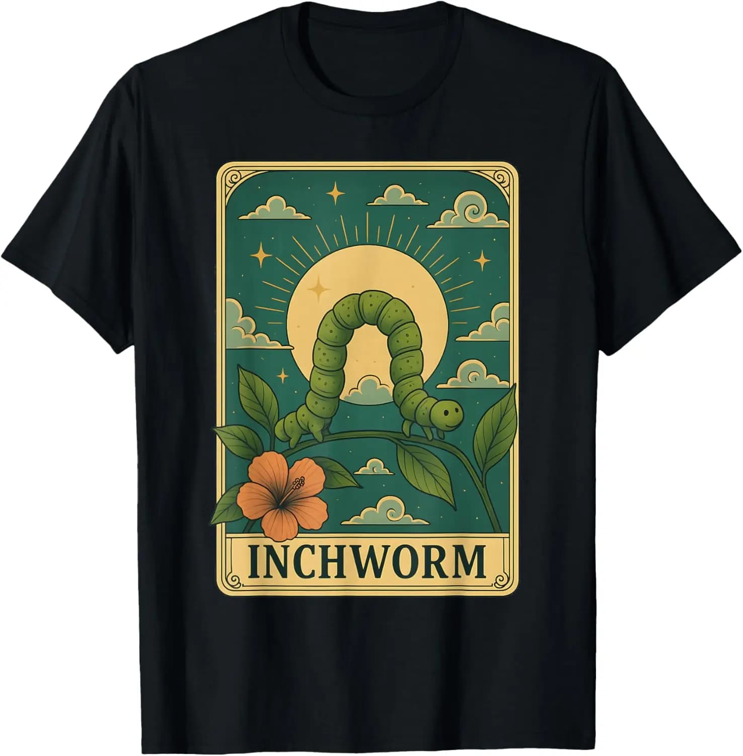 Inchworm Tarot Card T-Shirt 100% Cotton Trendy Y2K Short-Sleeve Tee-Soft, Quick-Drying, Moisture-Wicking; Ideal Sports Casual