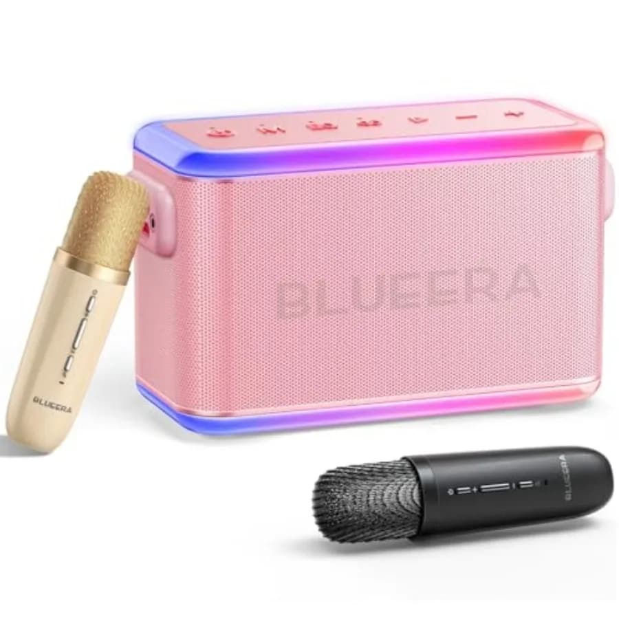 60W Karaoke Machine for Adults Portable Bluetooth Speaker with 2 Wireless Microphones Party Speaker Supports TWS/TF Card/USB/AU