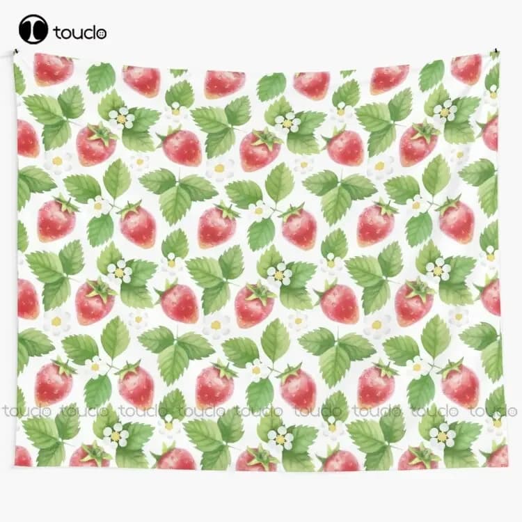 Strawberry Jam Food Green Summer Fresh Fruit Tapestry Tapestry Dark Blanket Tapestry Bedroom Bedspread Decoration Wall Covering
