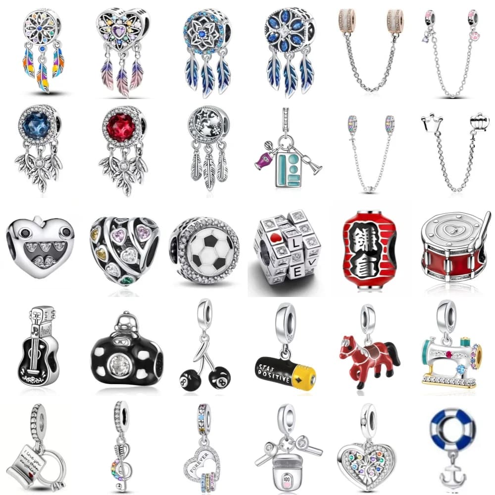 New 925 Silver Sparkling Dream Catcher Charm Bead Fit Decoration Original Bracelet DIY accessory Jewelry for Women Gift Pendant