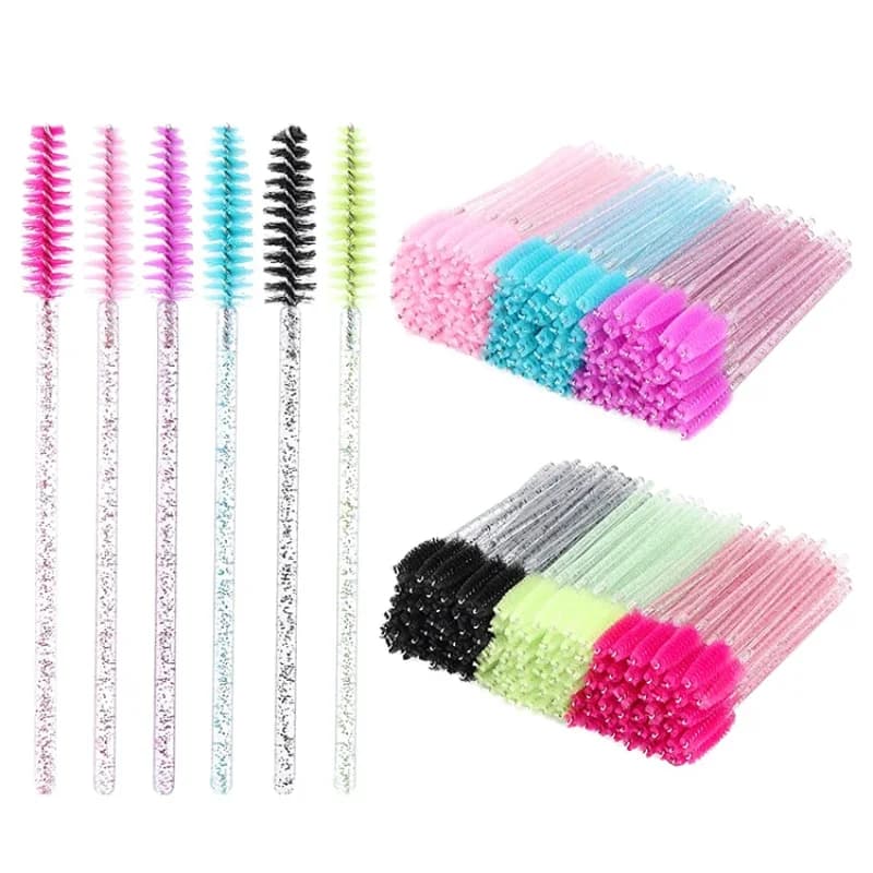 50 Pieces Disposable Brushes for Eyelash Crystal, Mascara Applicators with Diamond Auction, Women Makeup Brushes, Extension Tool Eyelash