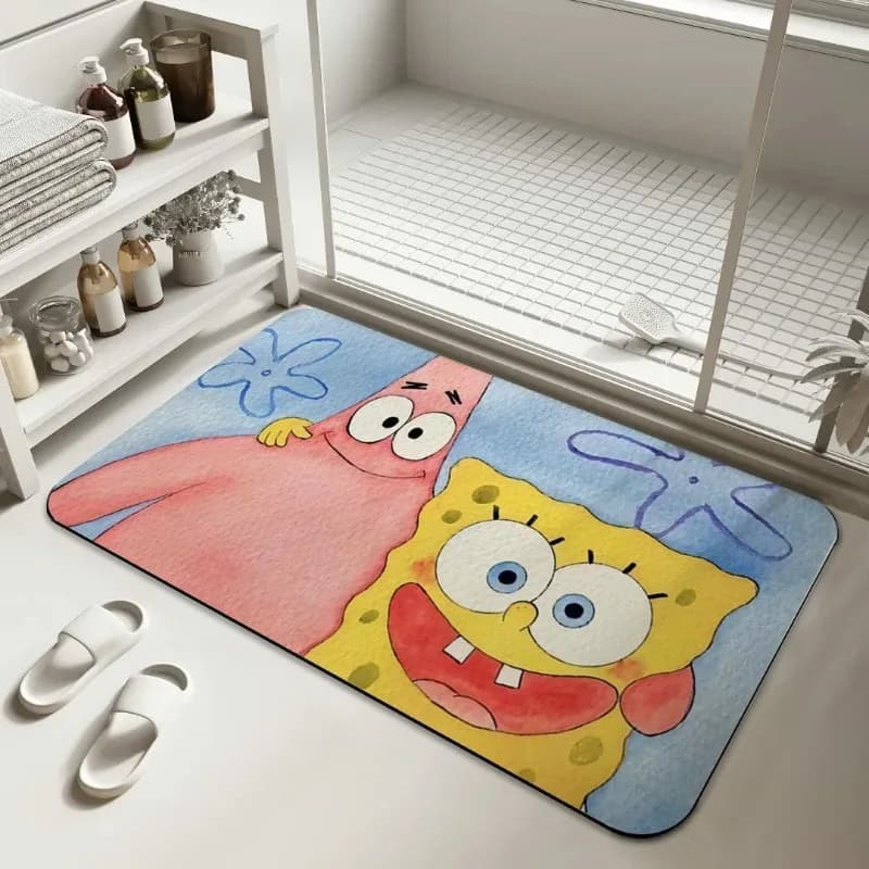 Tappetino Assorbente per Bagno a Tema Anime SpongeBob, Tappeto in Terra Diatomacea Antiscivolo, Tappetino per Porta del Bagno, Asciugatura Rapida, Kawaii, Nuovo