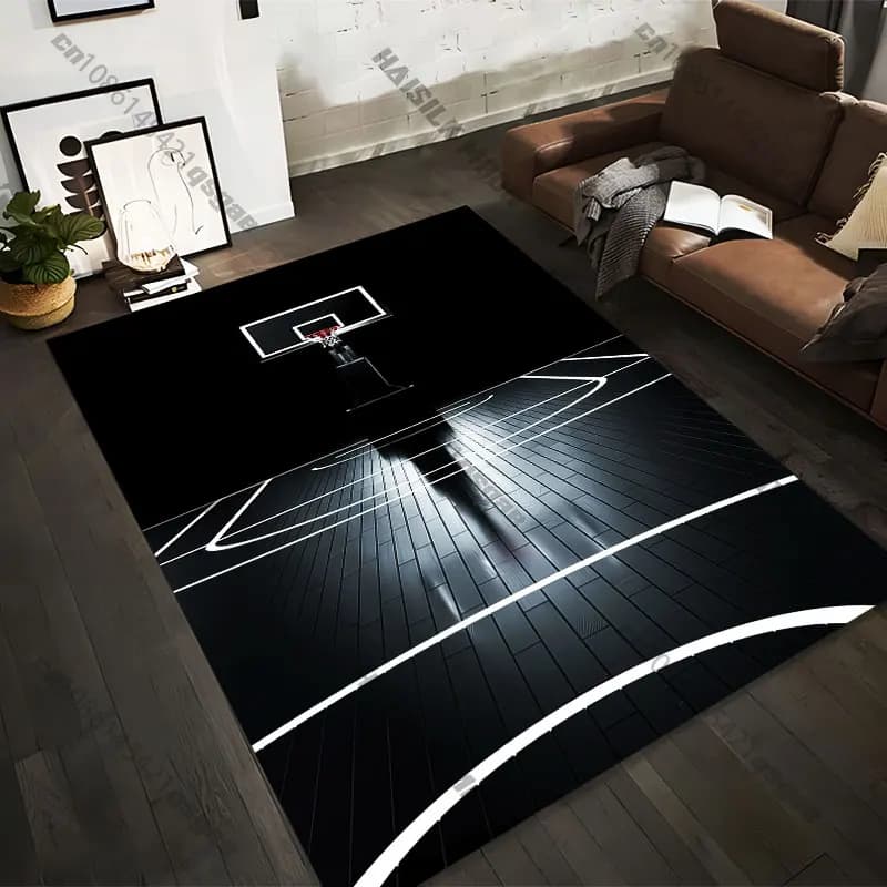 Carpets printed with basketball basket and playing field in 21 sizes, yoga mats for adults, decorations for living room, customized zerbini