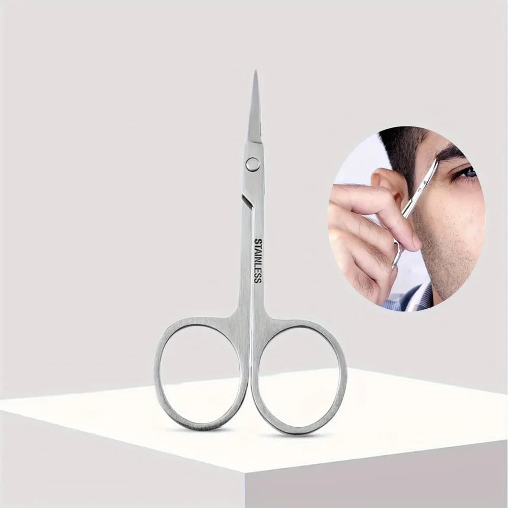 Curved Nose Hair Scissors Small Scissors Professional Stainless Steel Used For Beard Grooming Eyelashes Ear Hair Trimming