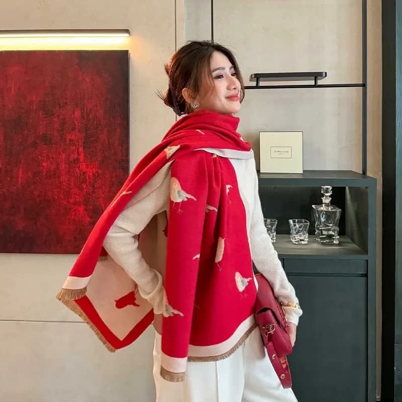 Sciarpa coperta di cashmere imitazione spessa da donna Scialle di pashmina caldo Avvolgimento invernale 2025 Nuovo design Stampa Poncho Echarpe Avvolgente femminile
