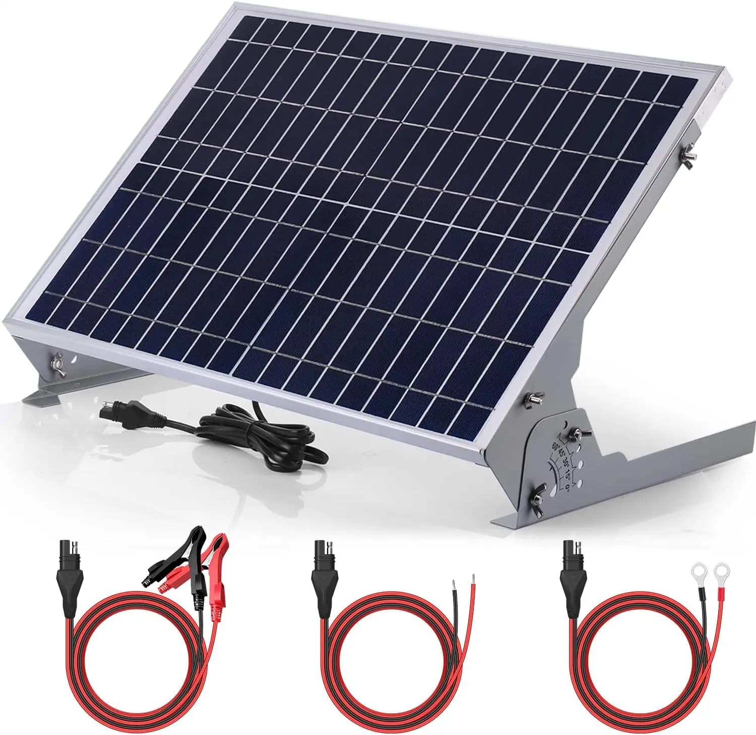 Caricabatterie Solare 30W 12V con Controller MPPT, Supporto Regolabile, Kit Pannello Impermeabile per Auto, Barca, Camper, Rimorchio