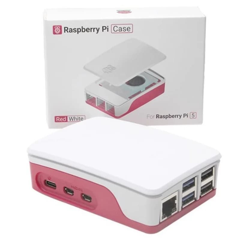 Custodia Raspberry pi 5, rosso, branco, guscio in ABS com controle de temperatura, ventoinha, empilhamento, para rpi 5 pi5