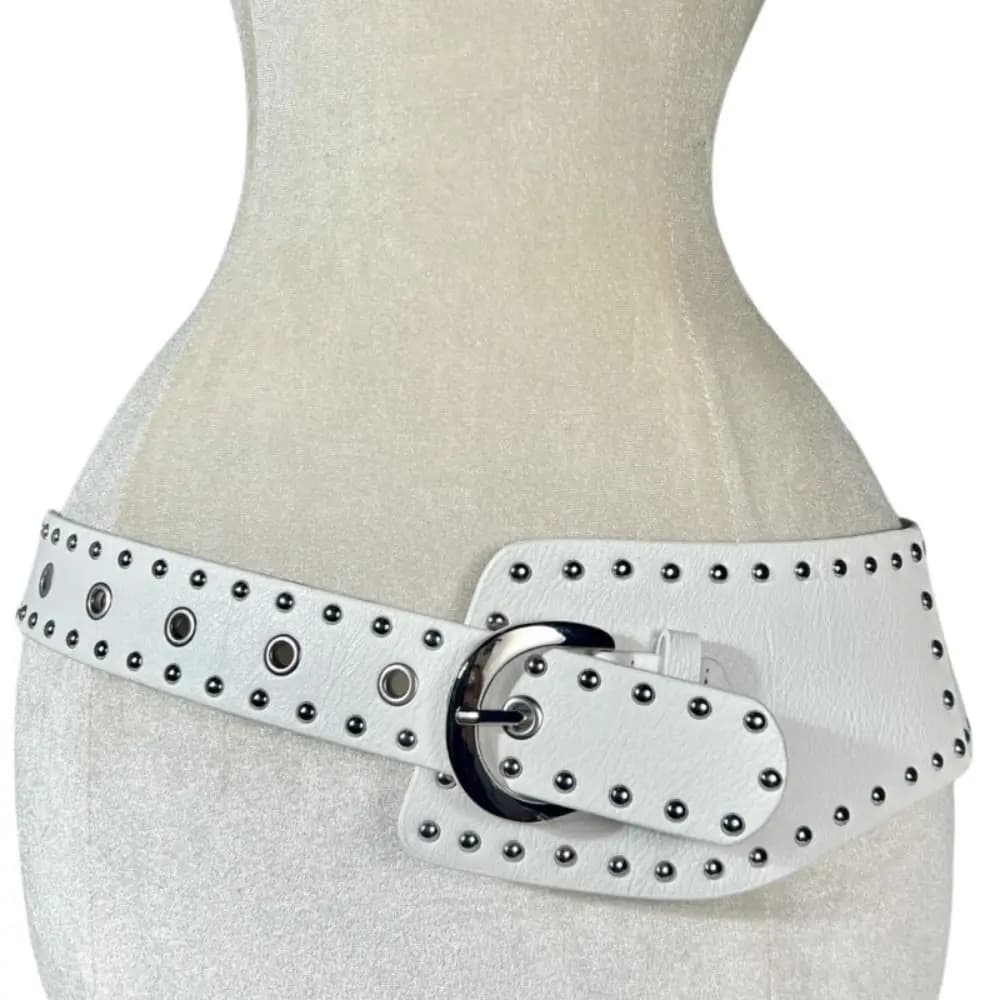 Vintage Designer Wide Women's Belt Gothic Punk Style Rivet Waist Belt Y2k American Dress Jeans Belt Spicy Girls