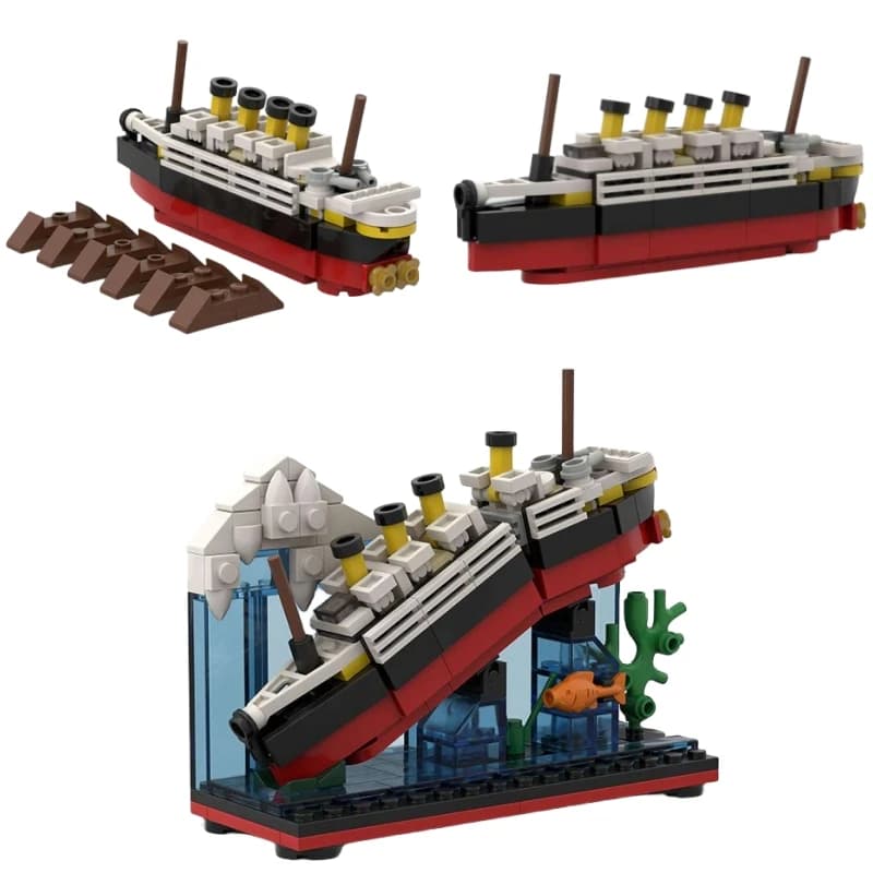 Titanic Break In Half With Case Building Blocks Modello di nave da barca Kit di navi da crociera Mini mattoni classici per il compleanno dei bambini