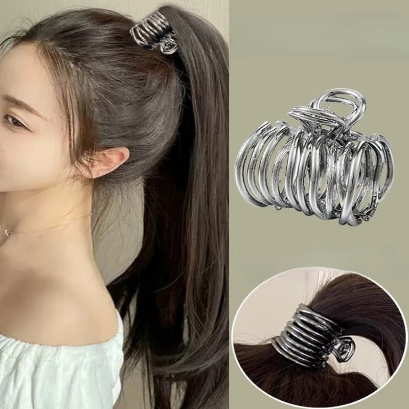 1 Pezzo Fermaglio per Capelli in Metallo Cavo, Stile Cool ed Elegante, per Coda Alta da Donna, Vendita all'Ingrosso