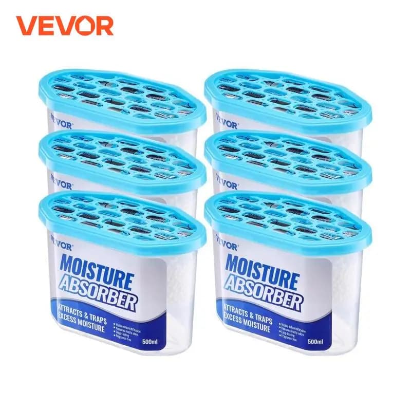 VEVOR Moisture Absorber Boxes, Moisture Absorbers Boxes 305 g 6 Packs, Dehumidifier Without Perfume that attracts the Humidity in Bathroom Excess Kitchen Cabinet, Moisture Absorber Disposable Portable