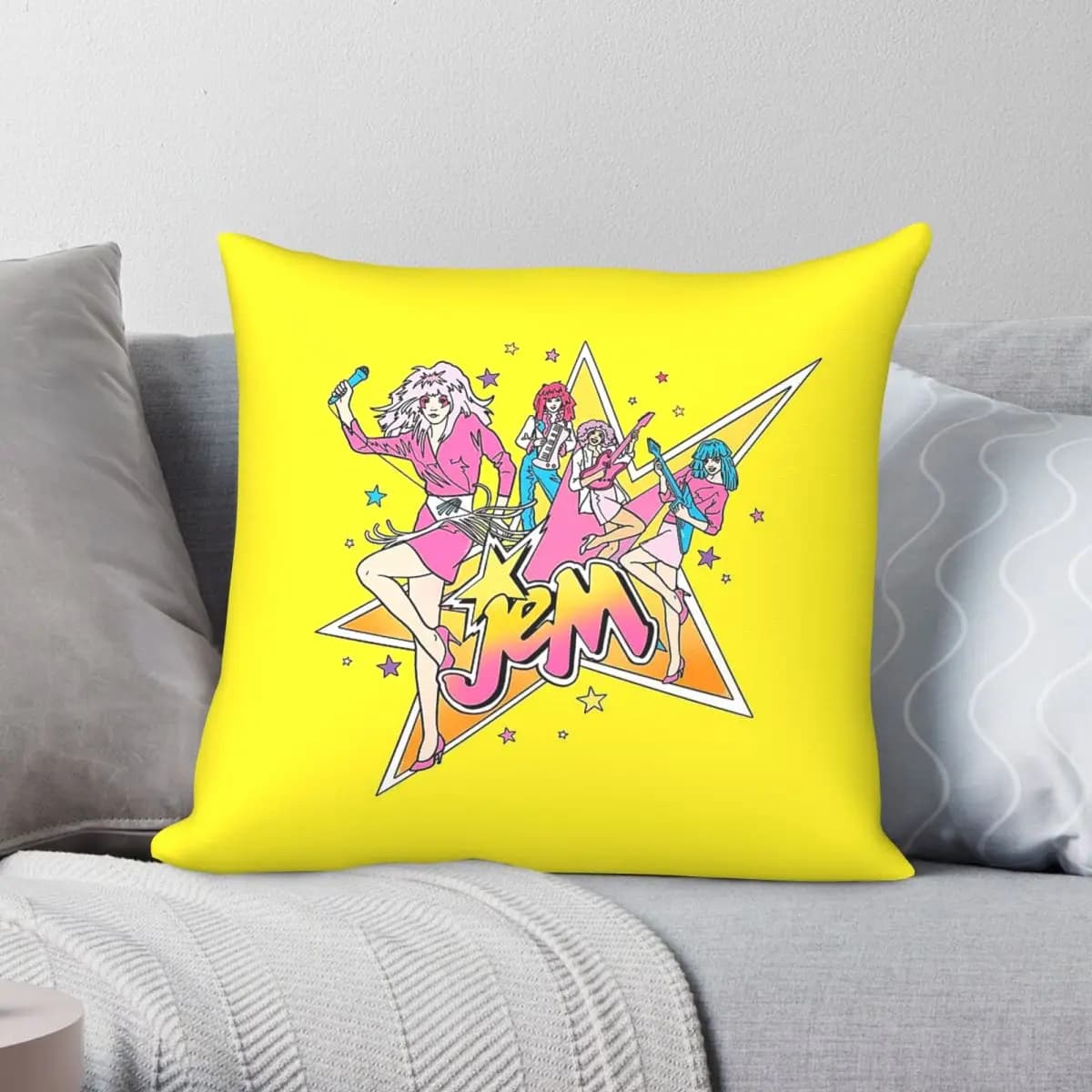 Federa per cuscino Jem And The Holograms in poliestere, lino, velluto, con cerniera, decorazione con motivo, federa per cuscino, copricuscino per divano