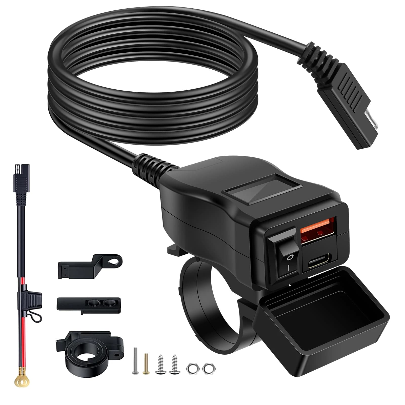 Nuovo caricatore USB per moto impermeabile da SAE a USB caricatore per moto doppio USB tipo C PD e ricarica rapida 3.0 telefono per moto