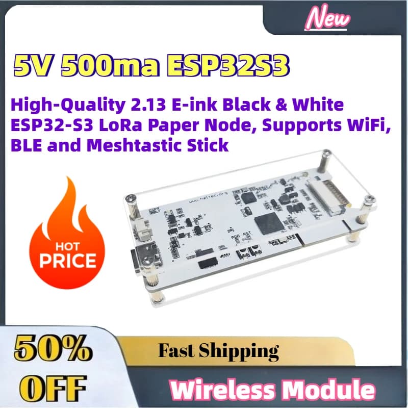 High-Quality 2.13 E-ink Black & White ESP32-S3 LoRa Paper Node, Supports WiFi, BLE and Meshtastic Stick