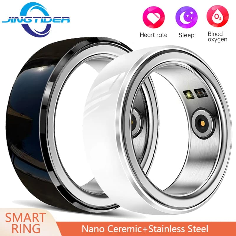 R8 Nano Ceramica Anello intelligente in acciaio inossidabile Fitness Health Tracker IP68 Anello da dito sportivo impermeabile Frequenza cardiaca Ossigeno nel sangue