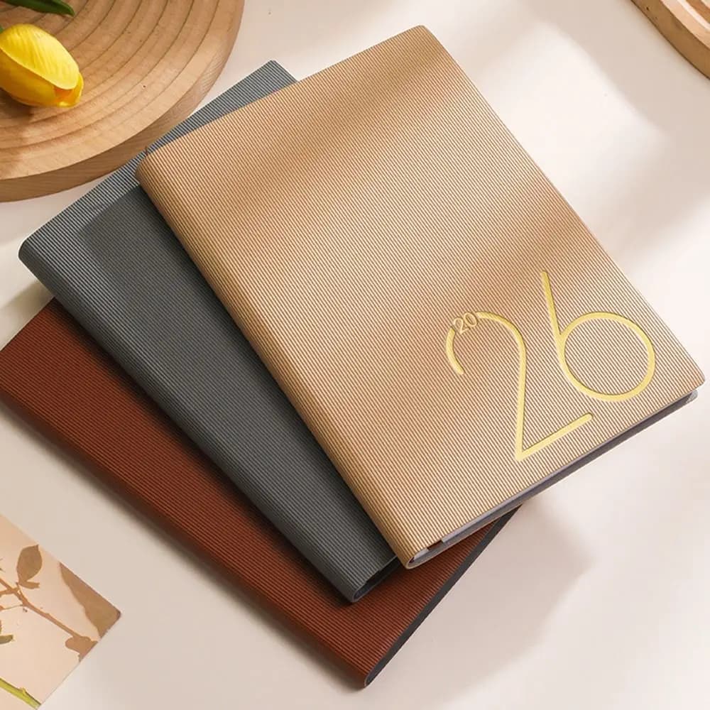 English 2026 Schedule Planner Notepad 12 Months Wear-resistant 365 Days Efficiency Notebook Bookmark Thick Paper