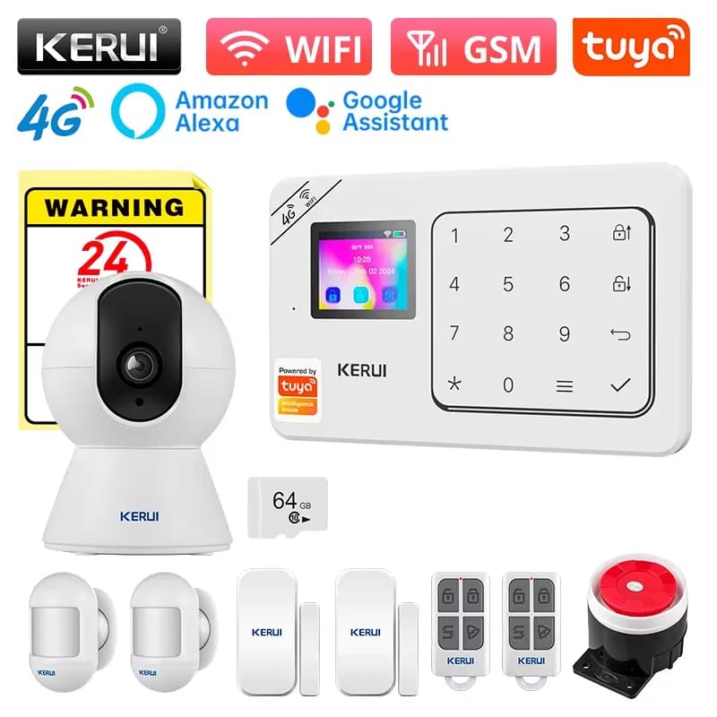 KERUI Sistema di Allarme per Sicurezza Antifurto Domestica 433 MHz GSM Allarme Domestico Senza Fili W184 Allarme WiFi Tuya Smart App Funziona Con Alexa