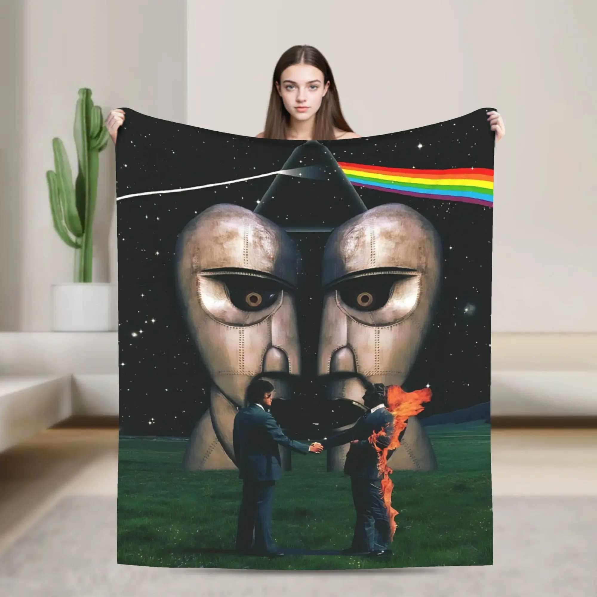 Floyded Rock Me Pinks Blanket Picnic Flannel Throw Blanket For Couch Chair Sofa Bed Warm Soft Custom Quality Bedspread