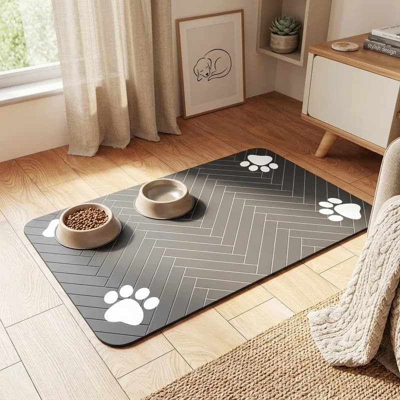 Dog Cat Feeding Mat Waterproof Leakproof Placemat Quick Dry Water Bowl Pad Easy Clean Anti Slip Pet Food Mat Organizer