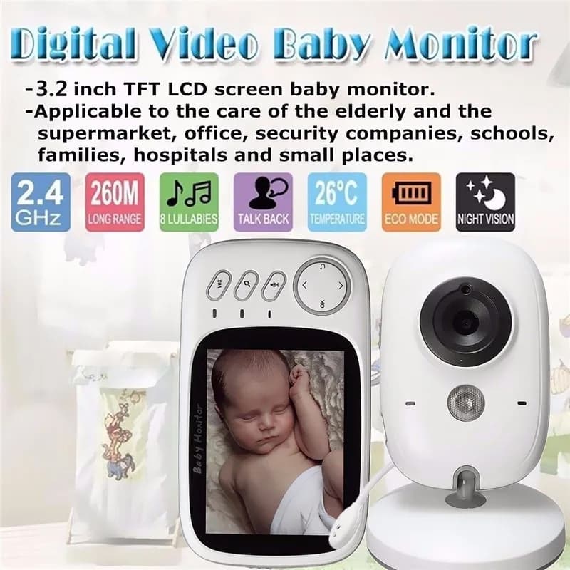 VB603 Video Baby Monitor a colori Telecamera wireless da 3,2 pollici Visione notturna a infrarossi Audio bidirezionale Conversazione 2.4G Sorveglianza Babysitter