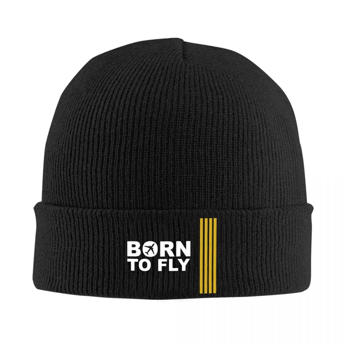 Custom Born To Fly Flight Pilot Bonnet Hat Cool Knit Hats Unisex Aviation Airplane Aviator Winter Warm Skullies Beanies Caps