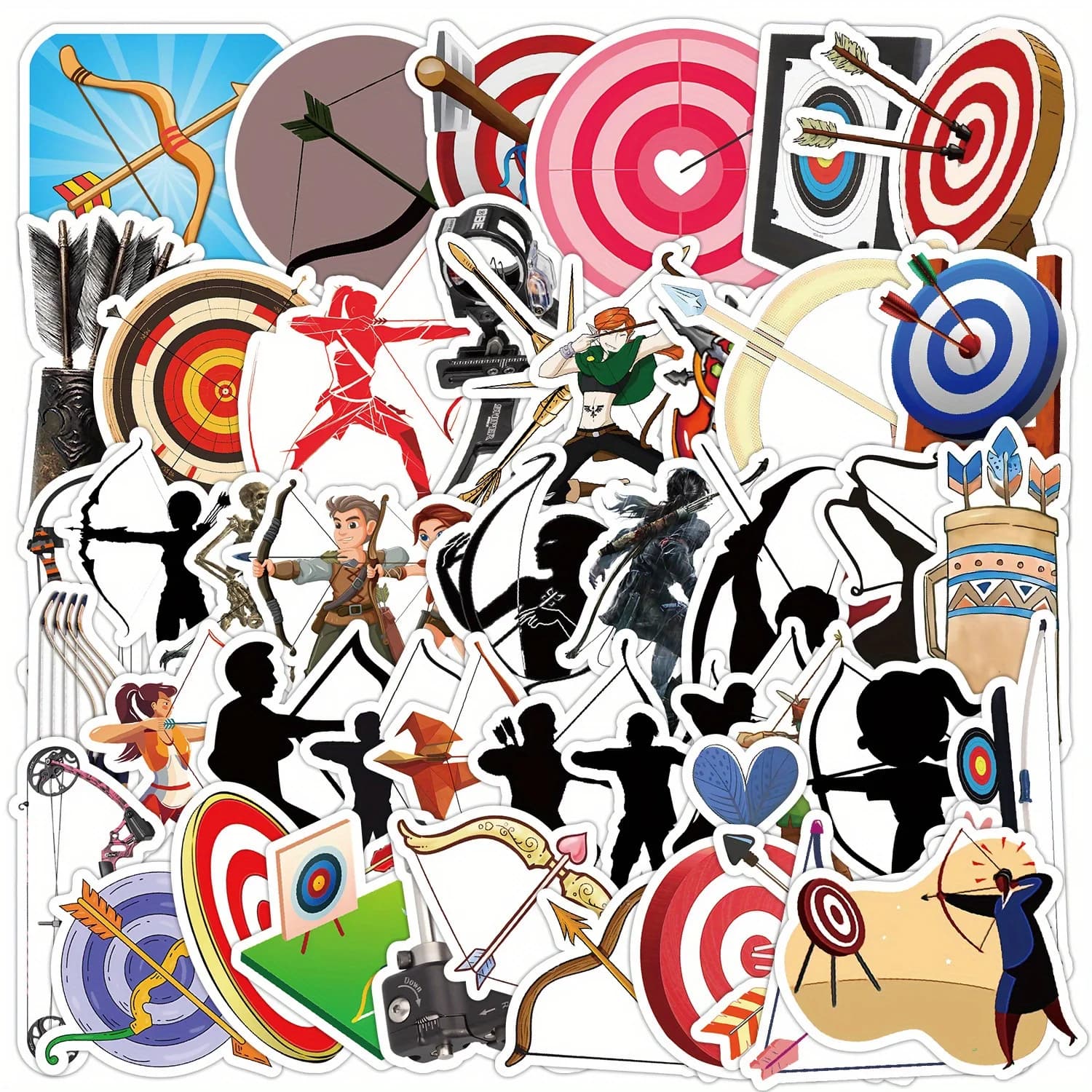 50 Pezzi Adesivi Creativi per Sport di Tiro, Decorativi per Valigie, Bottiglie d'Acqua, Quaderni, Skateboard, Autoadesivi