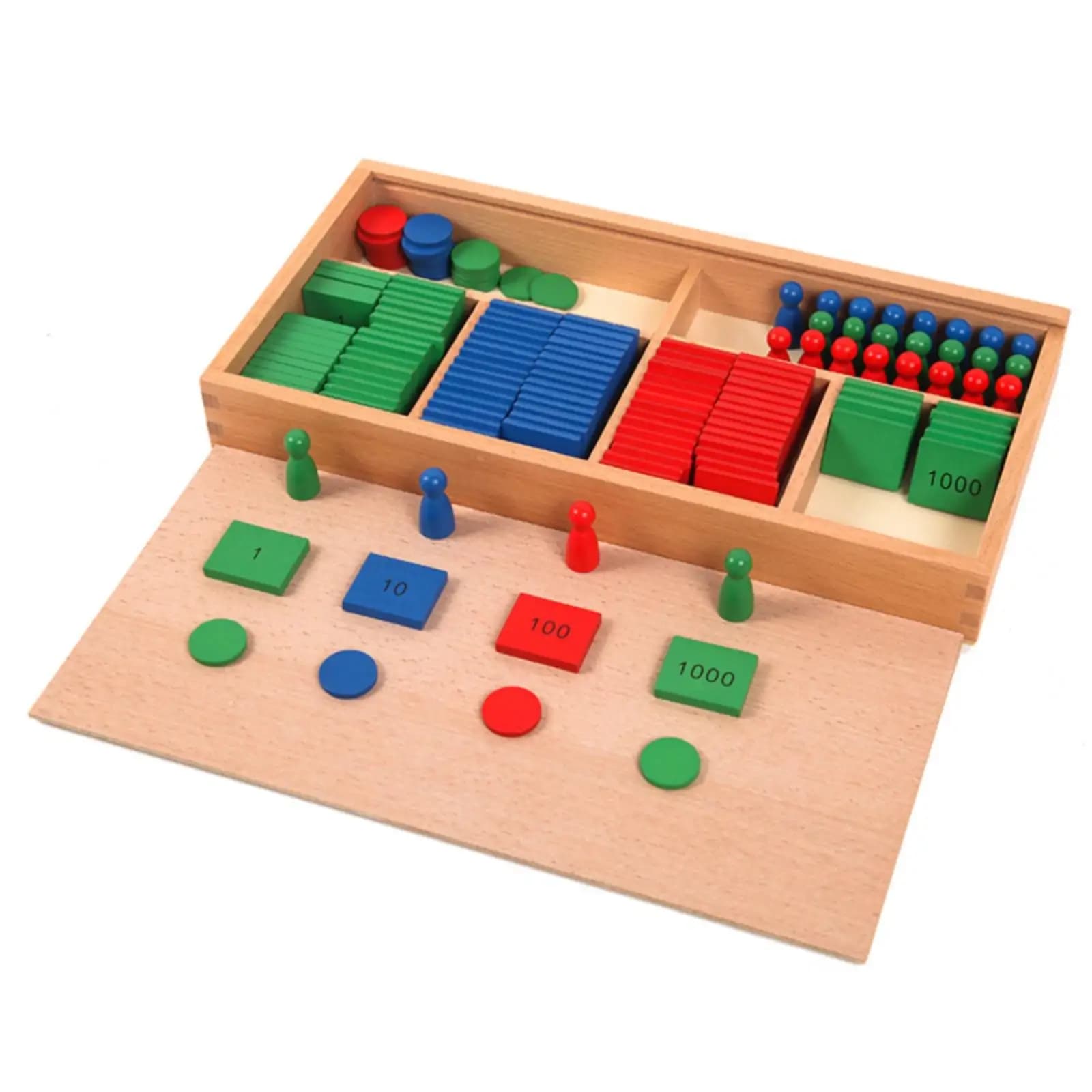 Wooden Math Manipulative Stamp Toy for Children Arithmetic Learning with Place Value Blocks and Counters