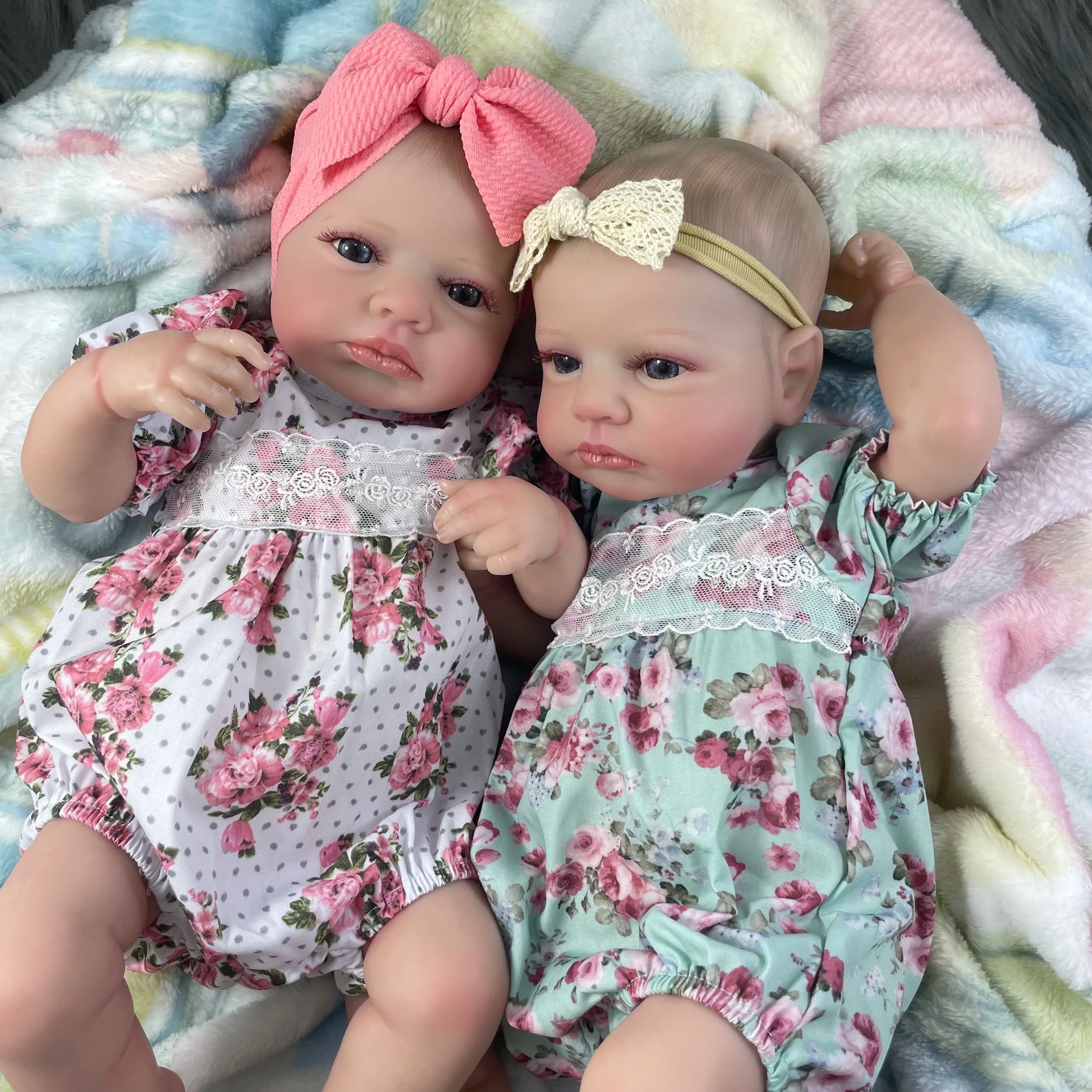 MRB 50 CM LouLou Awake Gemelli Ragazza Reborn Baby Dolls Realistico Vinile Neonato 3D Pelle Vene Visibili Giocattoli FAI DA TE Per Le Ragazze
