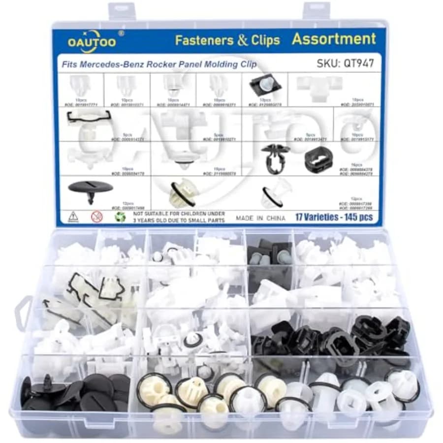 145pcs for Mercedes-Benz Rocker Panel Molding Clips Assortment Body Side Skirt Bracket Retainer Kit