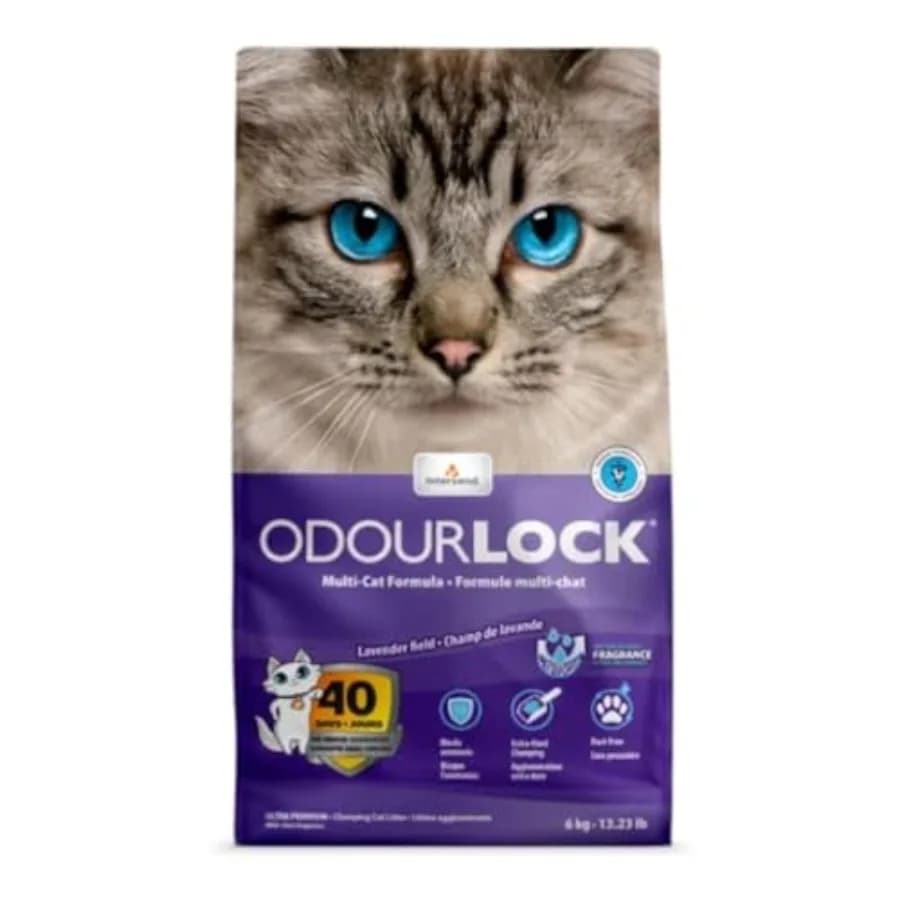 Lettiera per Gatti Odour Lock Campo di Lavanda 6kg, Naturale Profumata alla Lavanda, Formula Agglomerante Biodegradabile, Ideale per Uso Domestico, Eco-Friendly