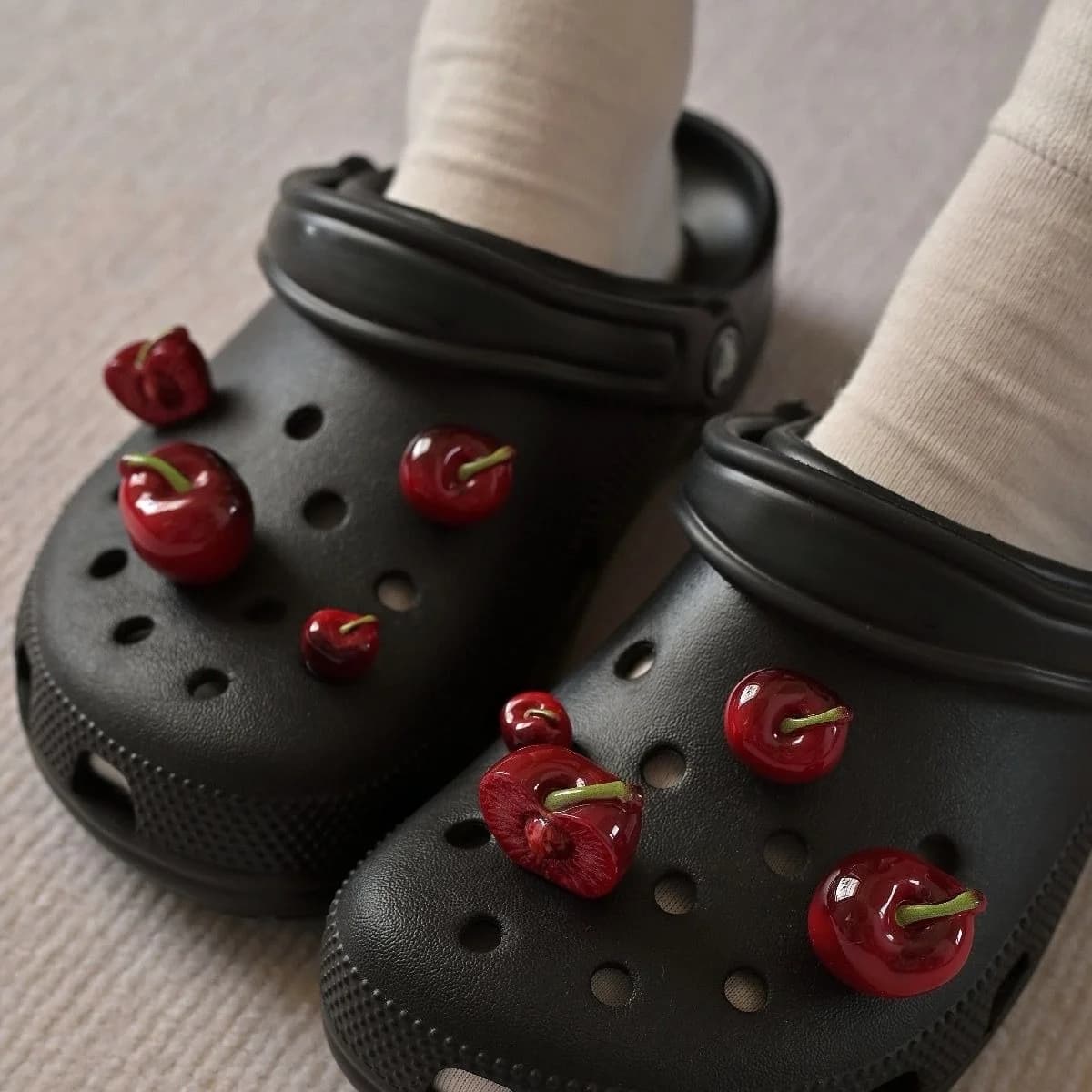 Korean Style Funny 3D Cherry Hole Shoes Simulation Blossom DIY Accessories for Hole Sandals Clogs Decoration Gifts Accessories