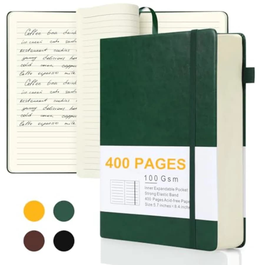 Journals for Writing, A5 Leather Ruled Notebook with 400 Pages, 100 Gms College Ruled Journal with Thick Paper, Hardcover with