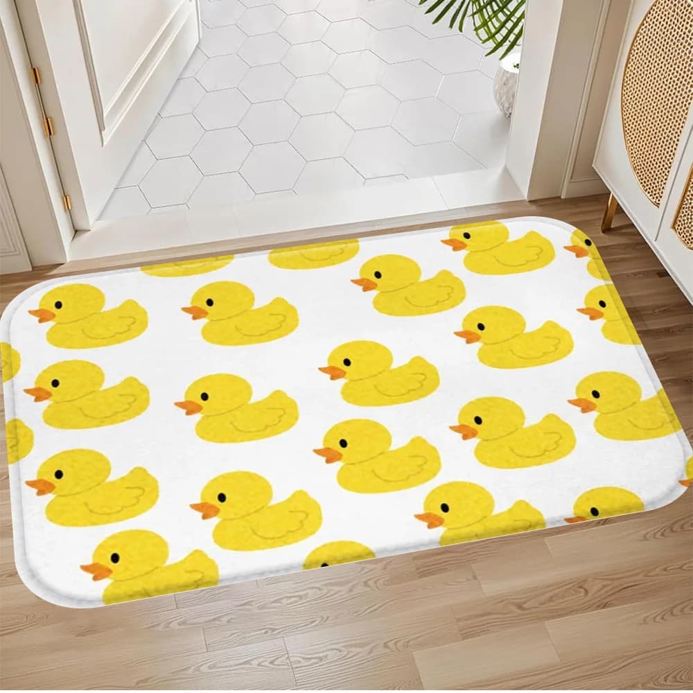Tappeto in flanella con motivo anatra gialla, tappeto assorbente antiscivolo per camera da letto, bagno, soggiorno, ingresso
